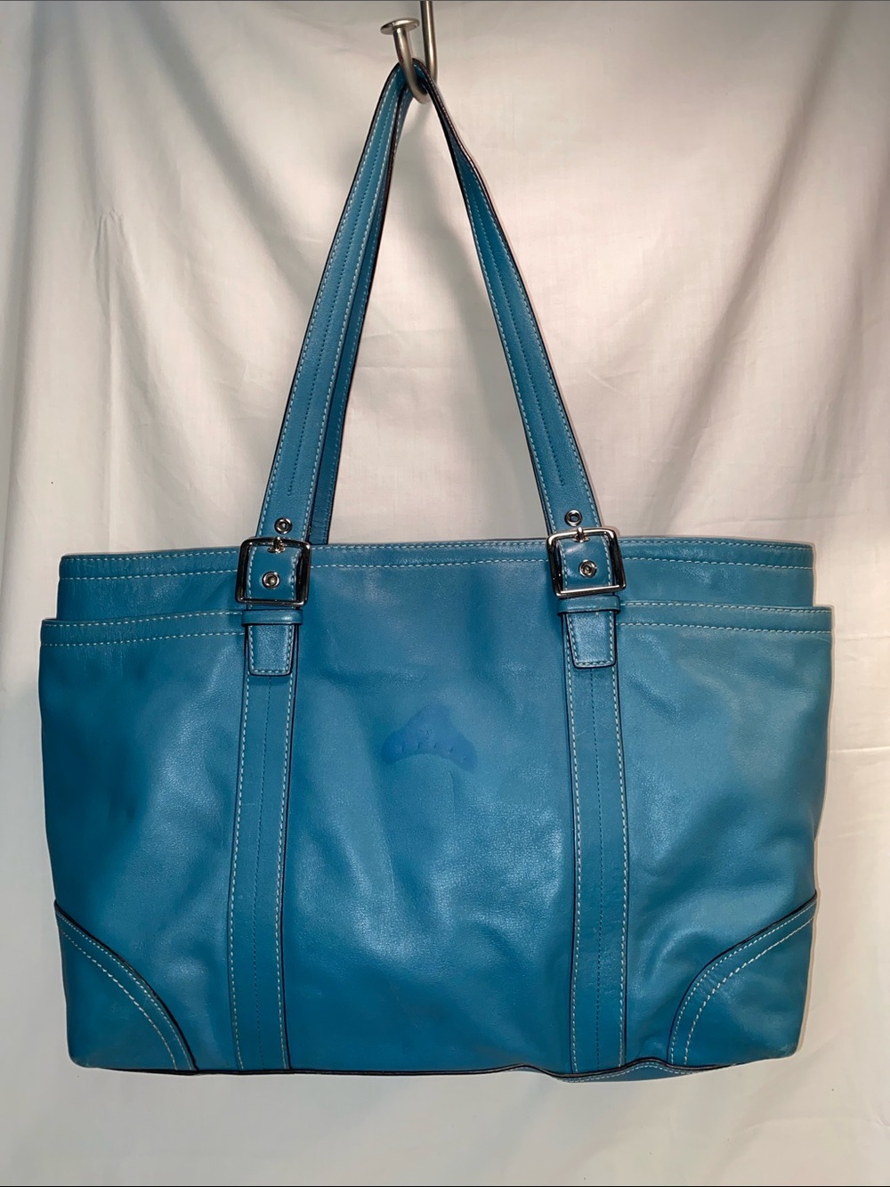 Coach F11203 Executive Blue Leather Tote Bag Carry All